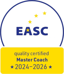 Zertifikat mit der Aufschrift: Qualitätszertifikat zum Master Coach 2024–2026, ausgestellt von der EASC – European Association for Supervision and Coaching.
